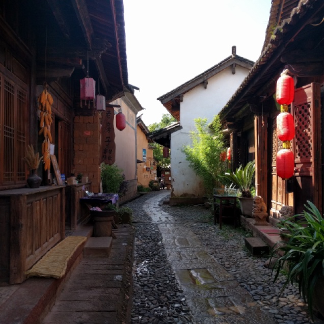 Shanxi alley with small businesses